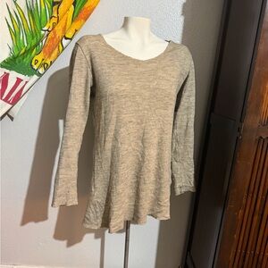 GOA japanese brand Lightweight Scoop Neck Long Sleeve Top - Beige